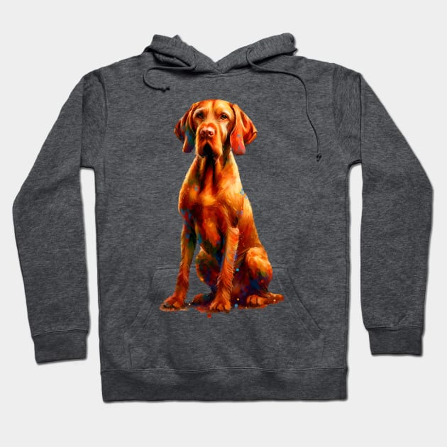 Wirehaired Vizsla in Colorful Abstract Splash Art Hoodie by ArtRUs